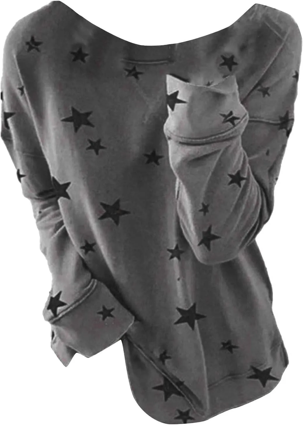 Womens Sweatshirt Crew Neck Star Graphic Pullover Tops 2024 Fall Casual Long sleeve Oversized Sweatshirt