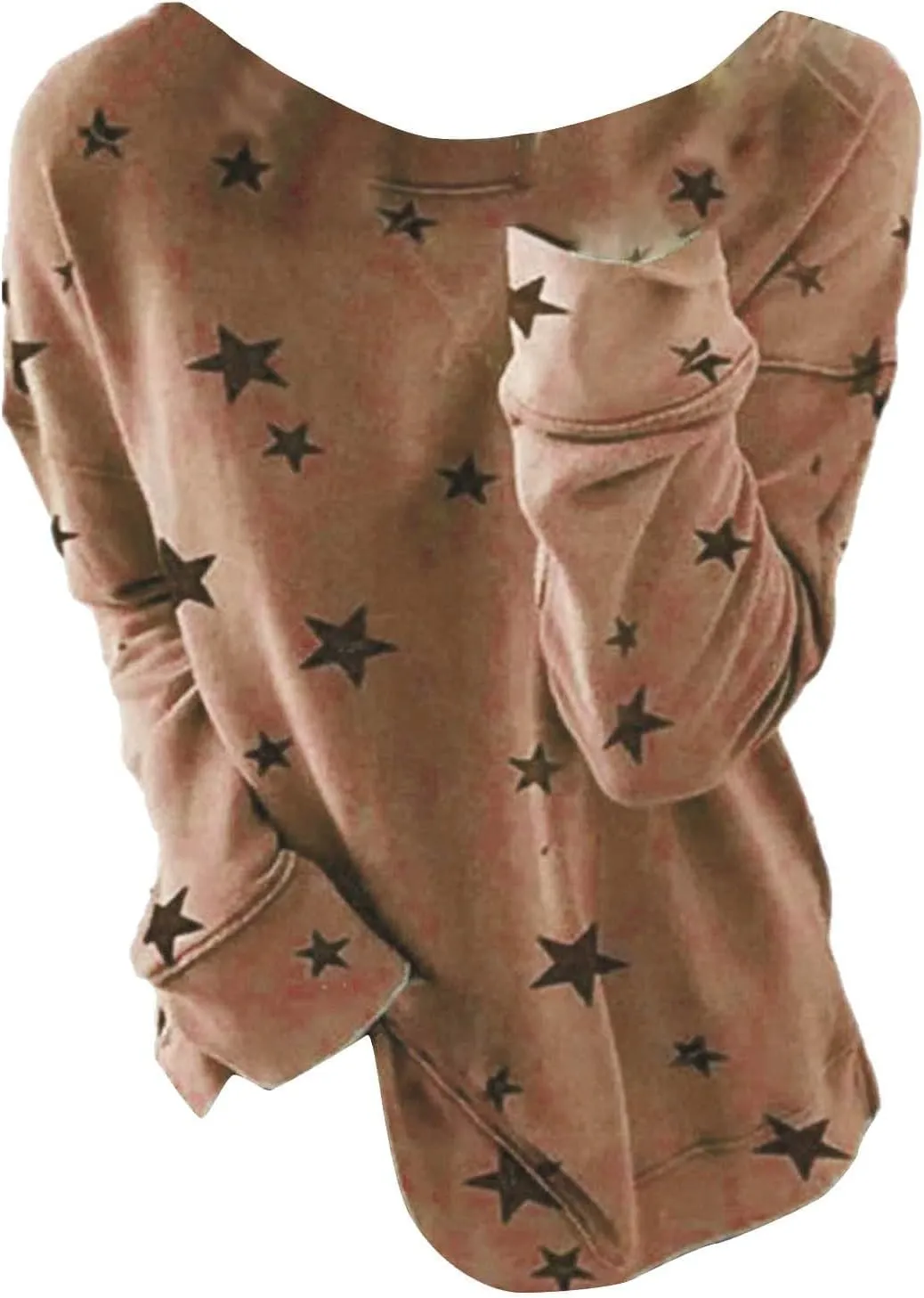 Womens Sweatshirt Crew Neck Star Graphic Pullover Tops 2024 Fall Casual Long sleeve Oversized Sweatshirt