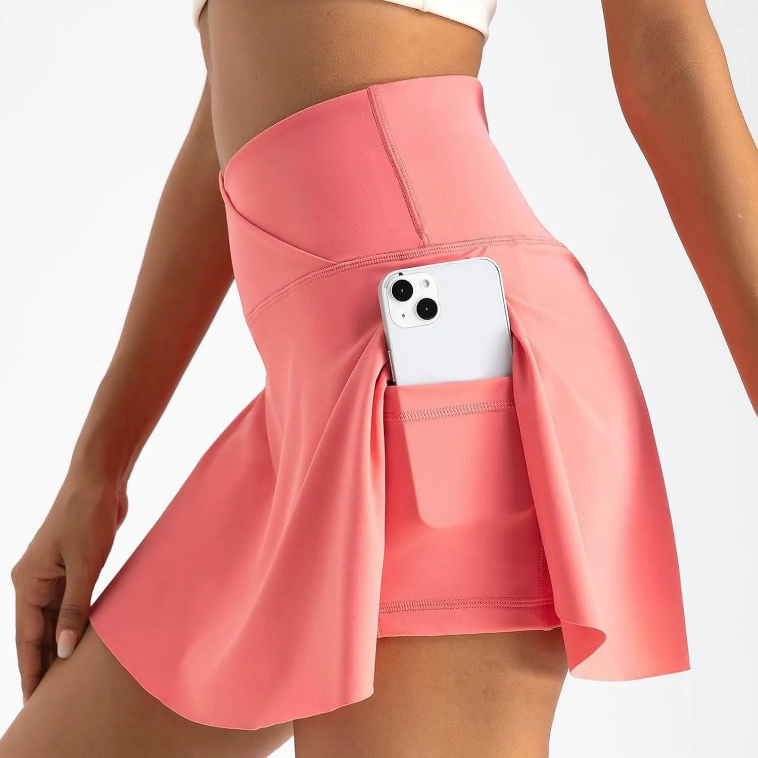 Women's Tennis Mini Skirts Elastic High Waisted Athletic Stretchy Skirt Inner Shorts Lightweight Running Workout Skort