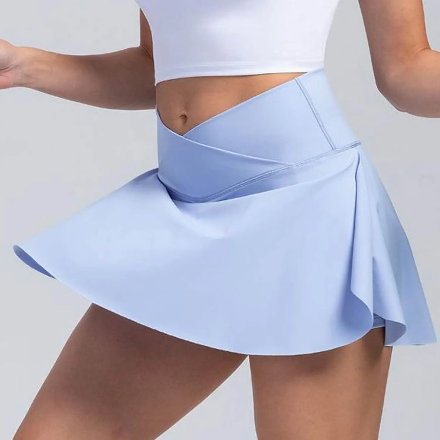 Women's Tennis Mini Skirts Elastic High Waisted Athletic Stretchy Skirt with Shorts Lightweight Running Workout Skort