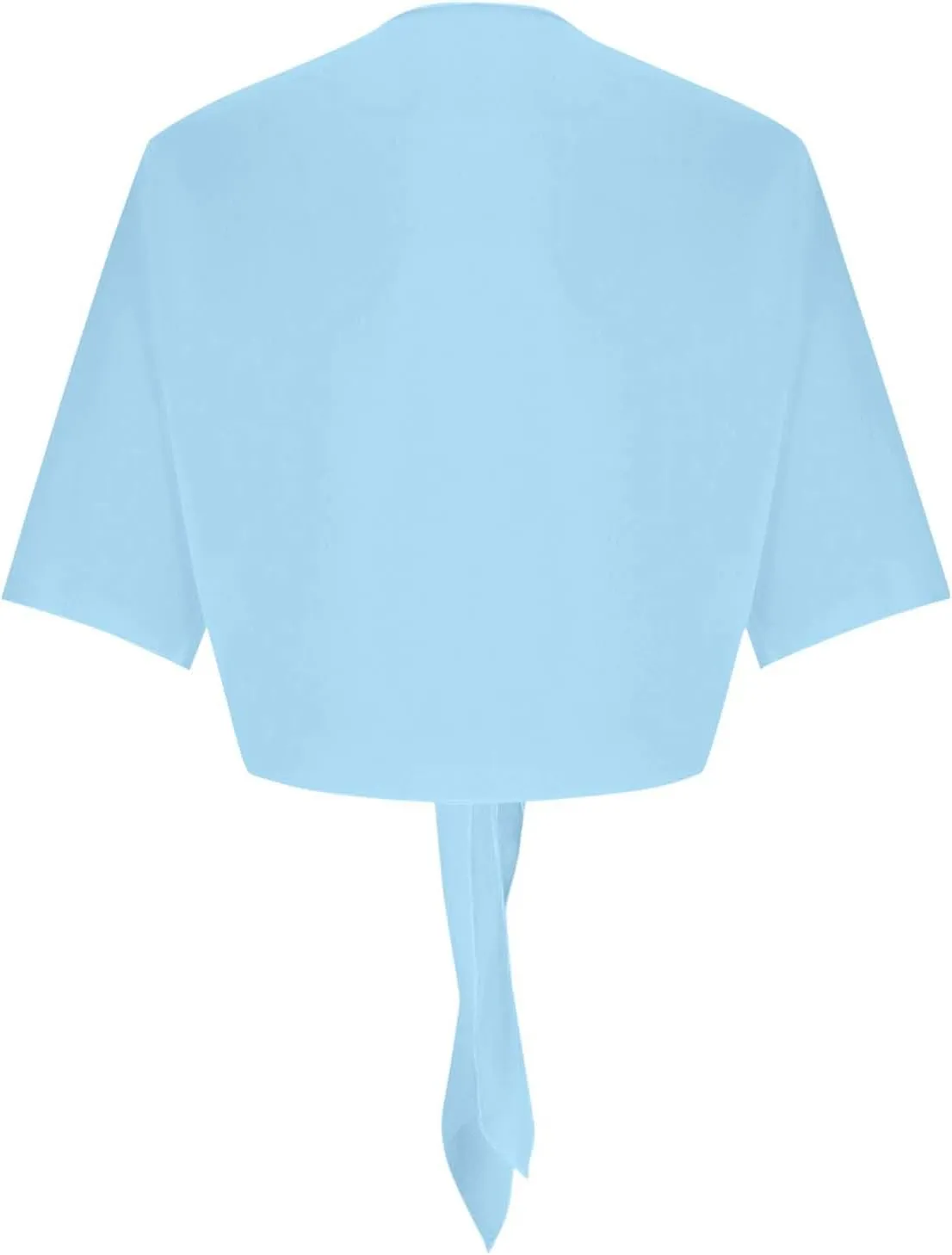 Women's Tie Front Knot Short Sleeeve Crop Tops Blouse Lightweight Chiffon Bolero Shrugs Summer Sheer Shawl Cardigans