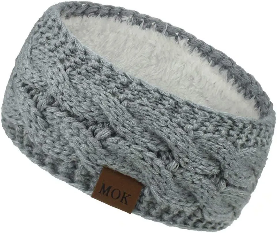 Womens Winter Ear Warmer Headband - Warm Winter Cable Knit Headband for Women, Soft Stretchy Thick Fuzzy Head Wrap