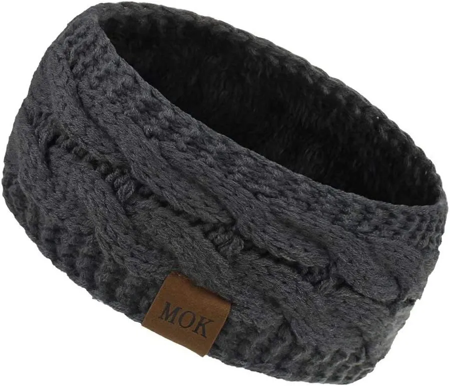 Womens Winter Ear Warmer Headband - Warm Winter Cable Knit Headband for Women, Soft Stretchy Thick Fuzzy Head Wrap