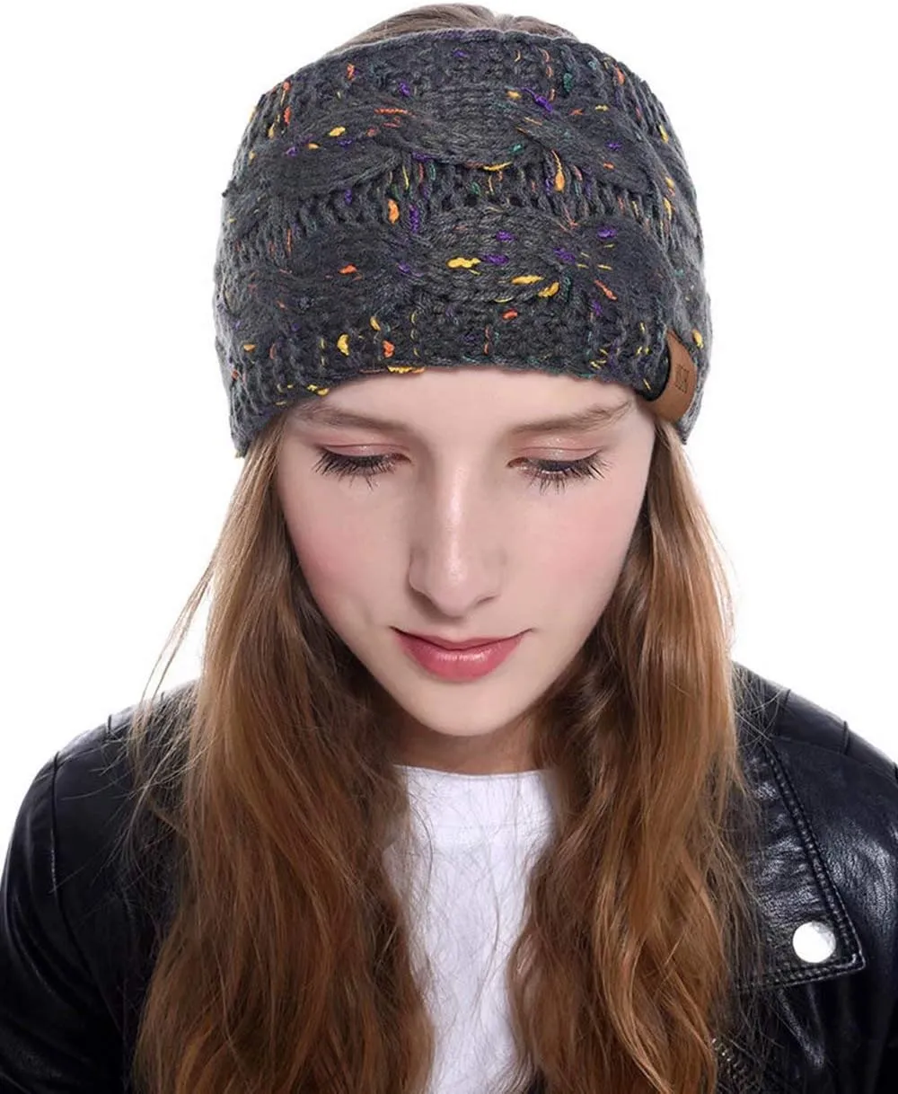 Womens Winter Ear Warmer Headband - Warm Winter Cable Knit Headband for Women, Soft Stretchy Thick Fuzzy Head Wrap