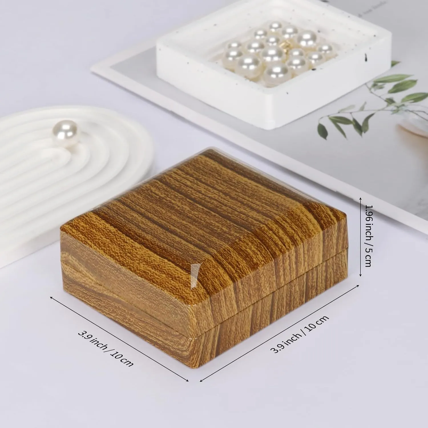 Wooden Jewelry Bracelet Gift Box with LED Light, Small Velvet Lining Bracelet Bangle Holder Display Case Storage Organizer for Wedding Christmas Engagement Birthday Anniversary (Style 2)