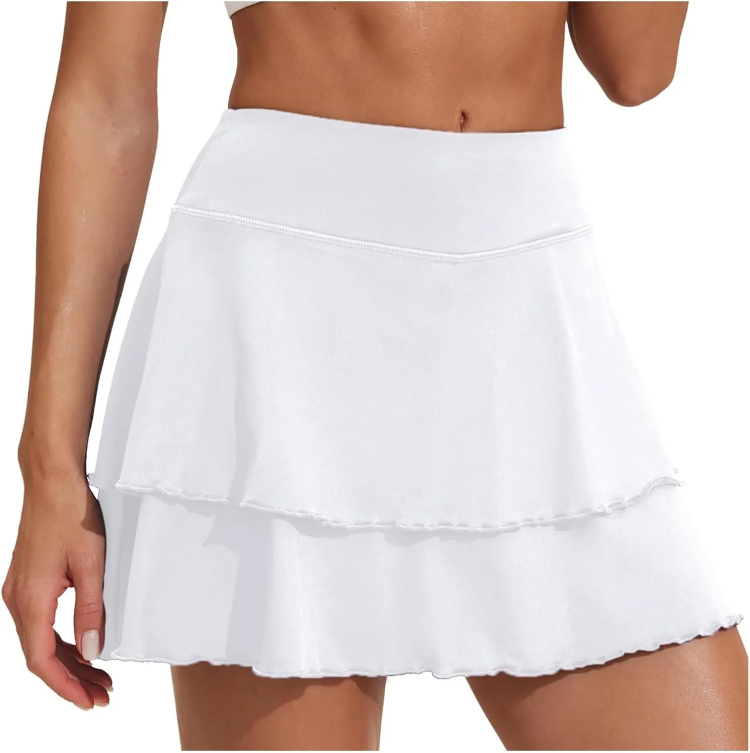 Workout Skorts for Women Lightweight High Waist Stretchy Running Shorts Skirt with Built in Shorts for Sports