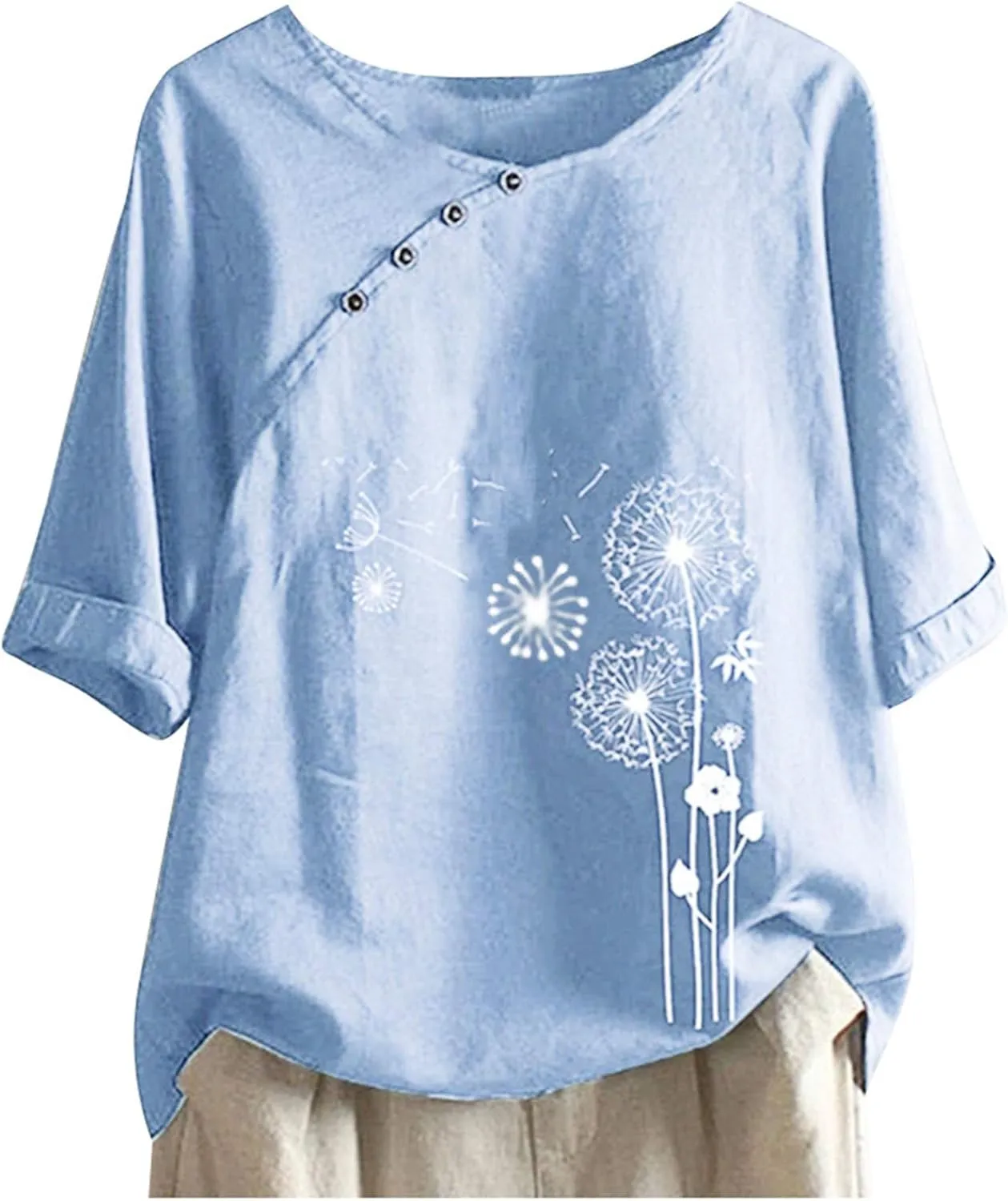 Workout Tops for Women Plus Size Oversized Crew Neck Linen Tops for Women Short Sleeve Cotton Blend Tee Shirts
