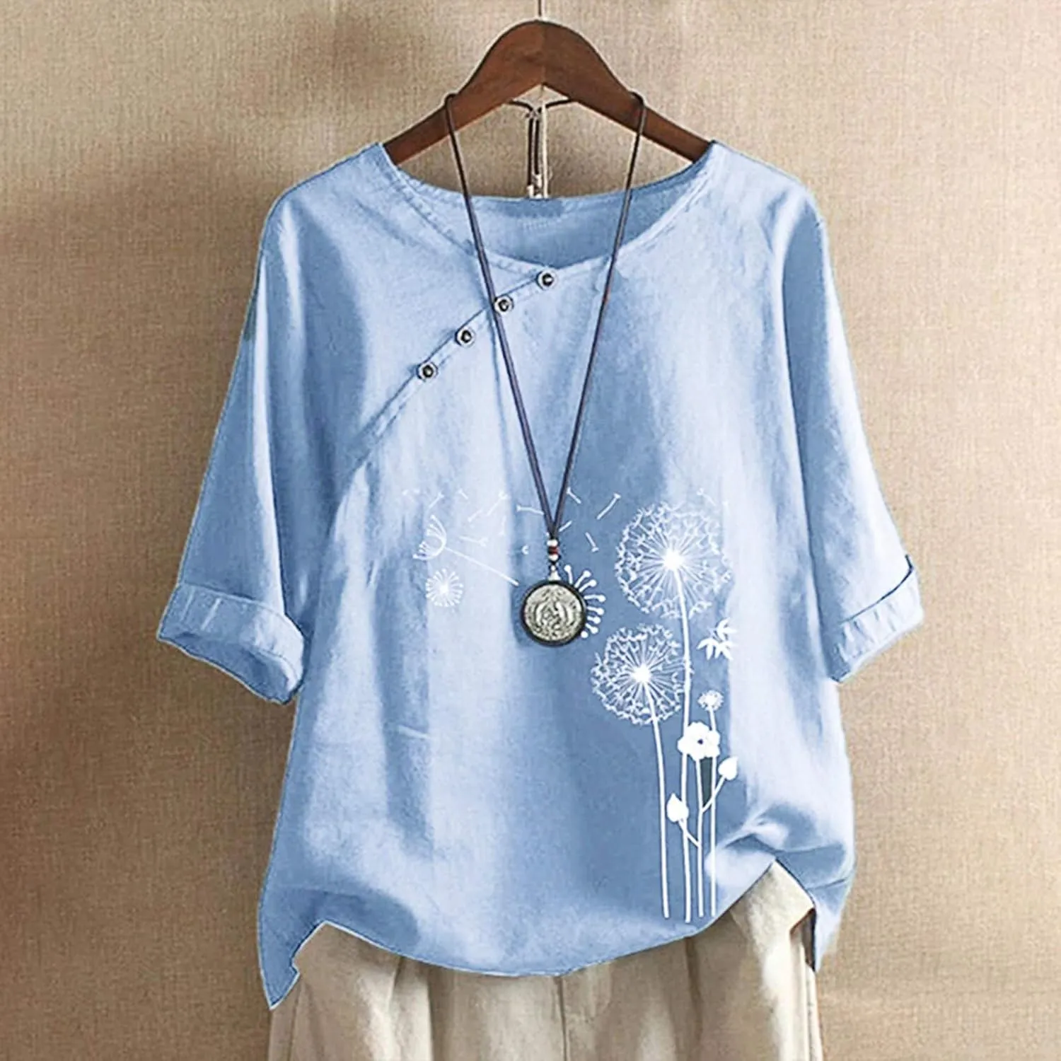 Workout Tops for Women Plus Size Oversized Crew Neck Linen Tops for Women Short Sleeve Cotton Blend Tee Shirts