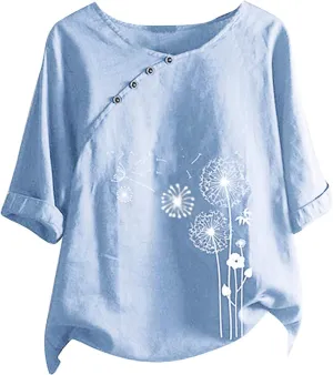Workout Tops for Women Plus Size Oversized Crew Neck Linen Tops for Women Short Sleeve Cotton Blend Tee Shirts
