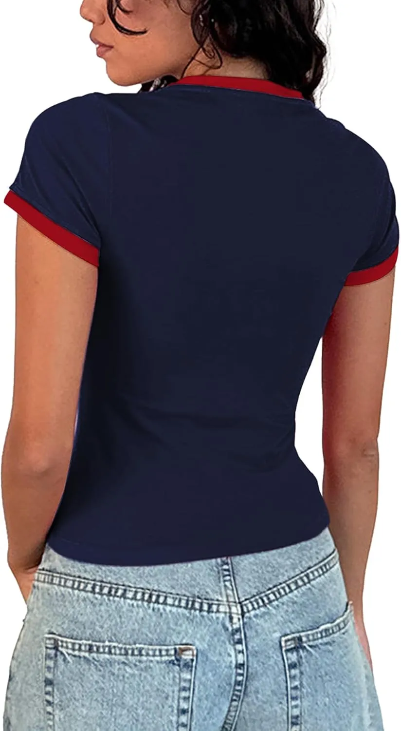 Y2k Graphic Baby Tees for Women Summer Short Sleeve Crop Tops Women T Shirts Going Out Tops Trendy Clothes