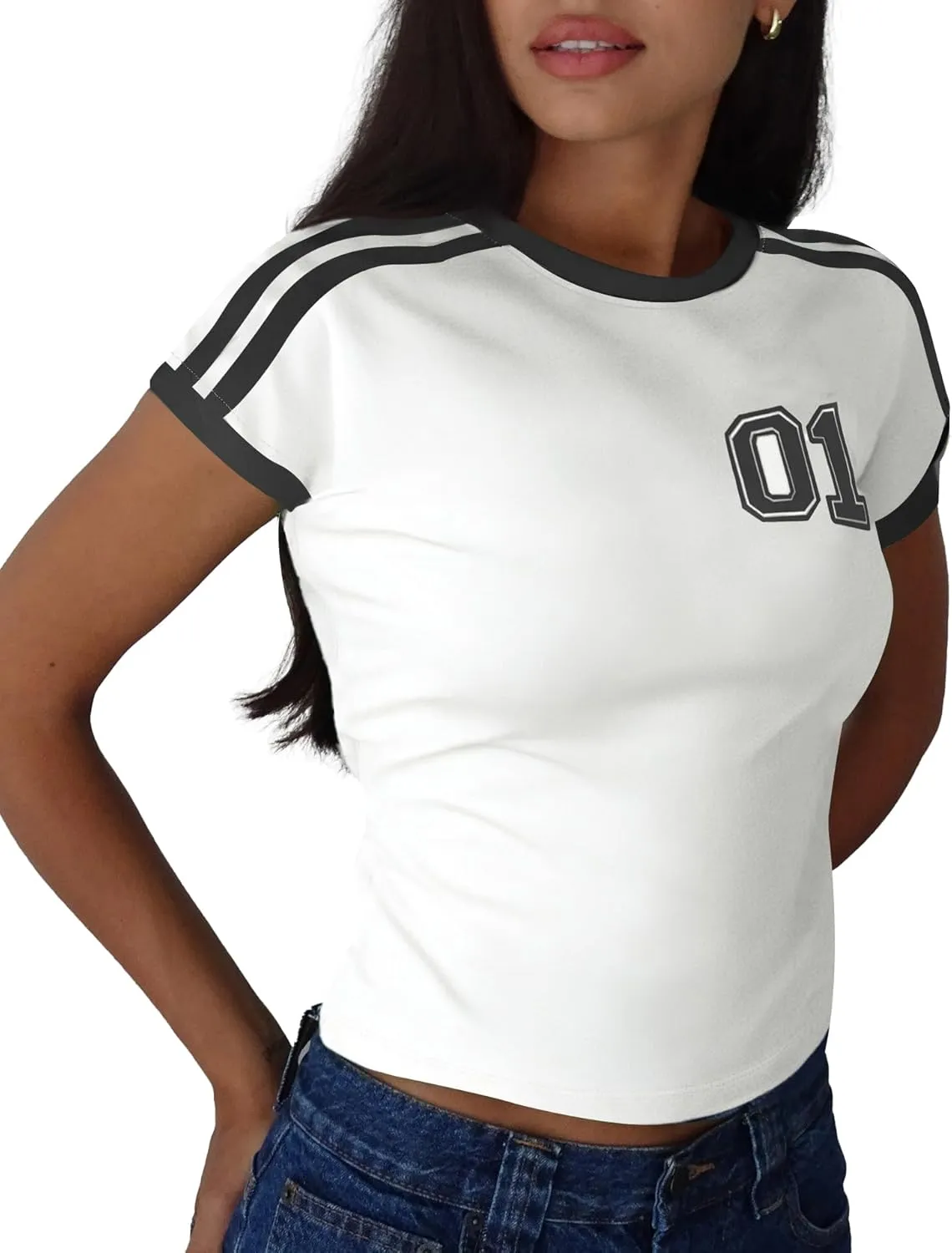 Y2k Graphic Baby Tees for Women Summer Short Sleeve Crop Tops Women T Shirts Going Out Tops Trendy Clothes