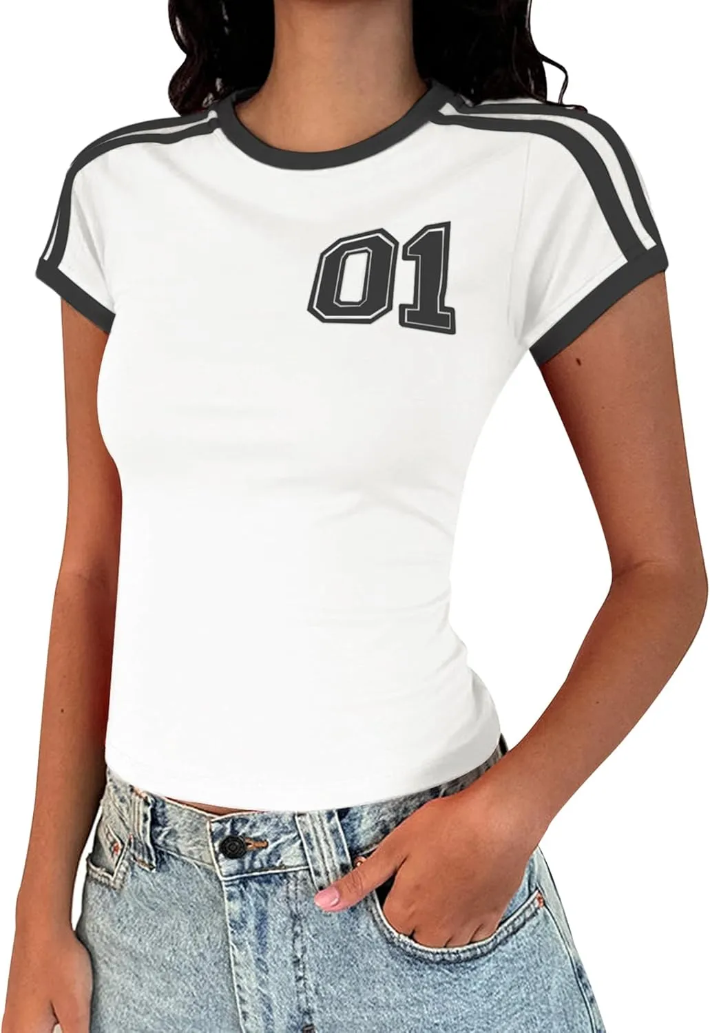 Y2k Graphic Baby Tees for Women Summer Short Sleeve Crop Tops Women T Shirts Going Out Tops Trendy Clothes