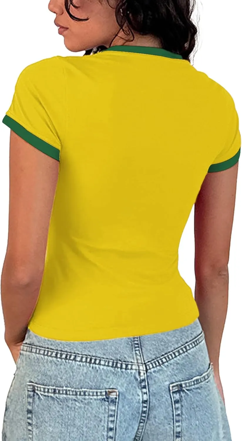 Y2k Graphic Baby Tees for Women Summer Short Sleeve Crop Tops Women T Shirts Going Out Tops Trendy Clothes