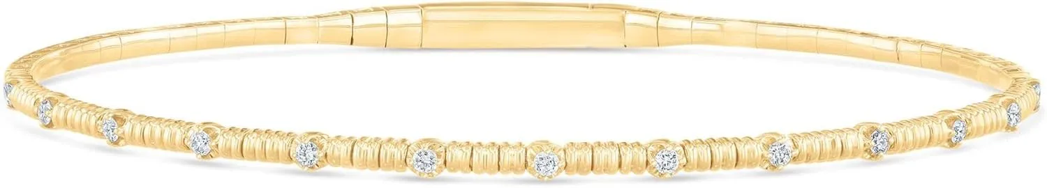 Yellow Gold Diamond Flexible Bangle Bracelet 1/5ctw