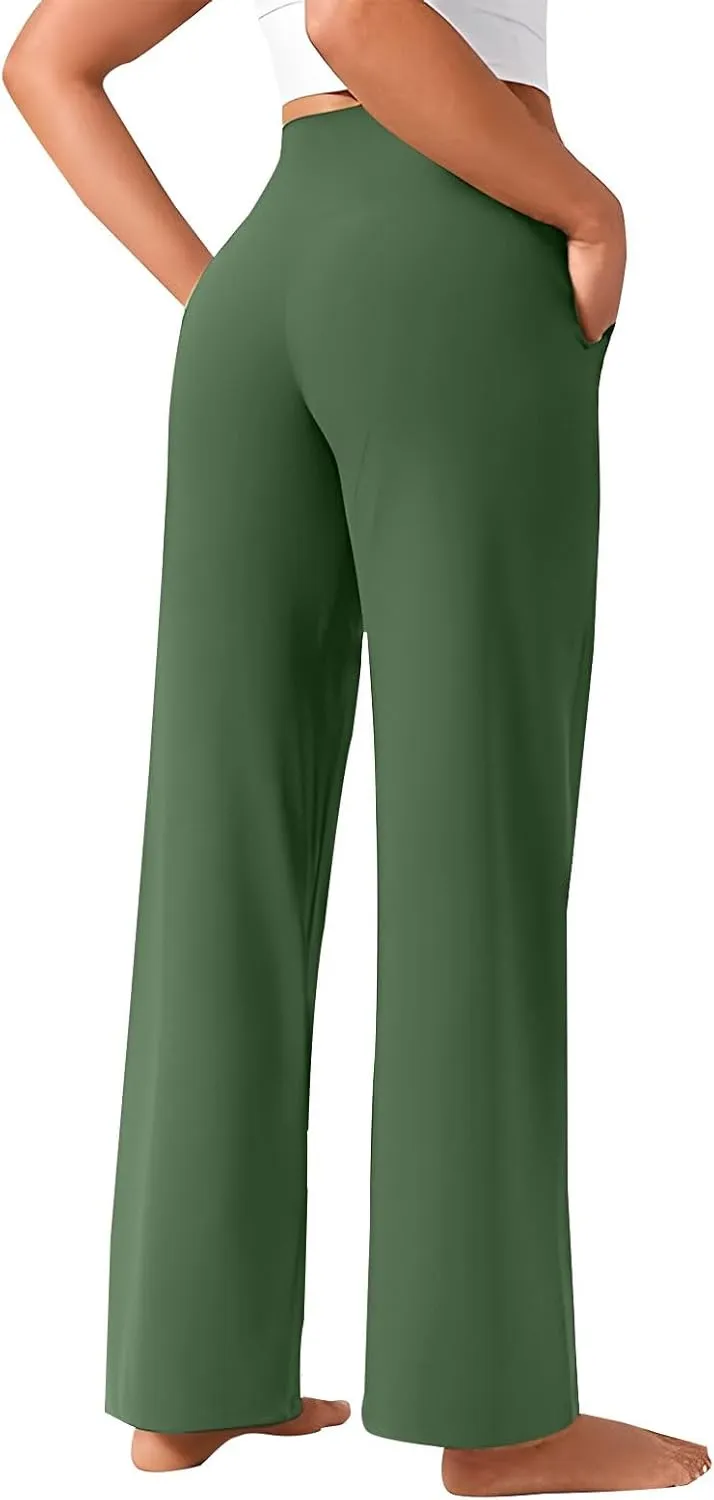 Yoga Pants Women 2025 Summer Casual Loose Pants High Waisted Stretch Dress Work Trousers