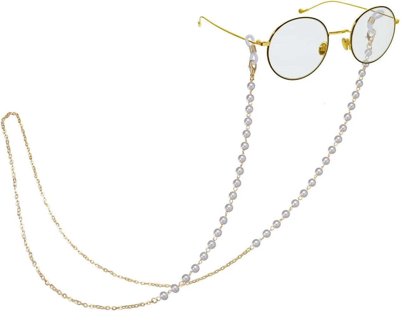 YuuQiingd- Pearl gold glasses chain Women's glasses frame Glasses with non-slip glasses chain, sunglasses chain, glasses lanyard.