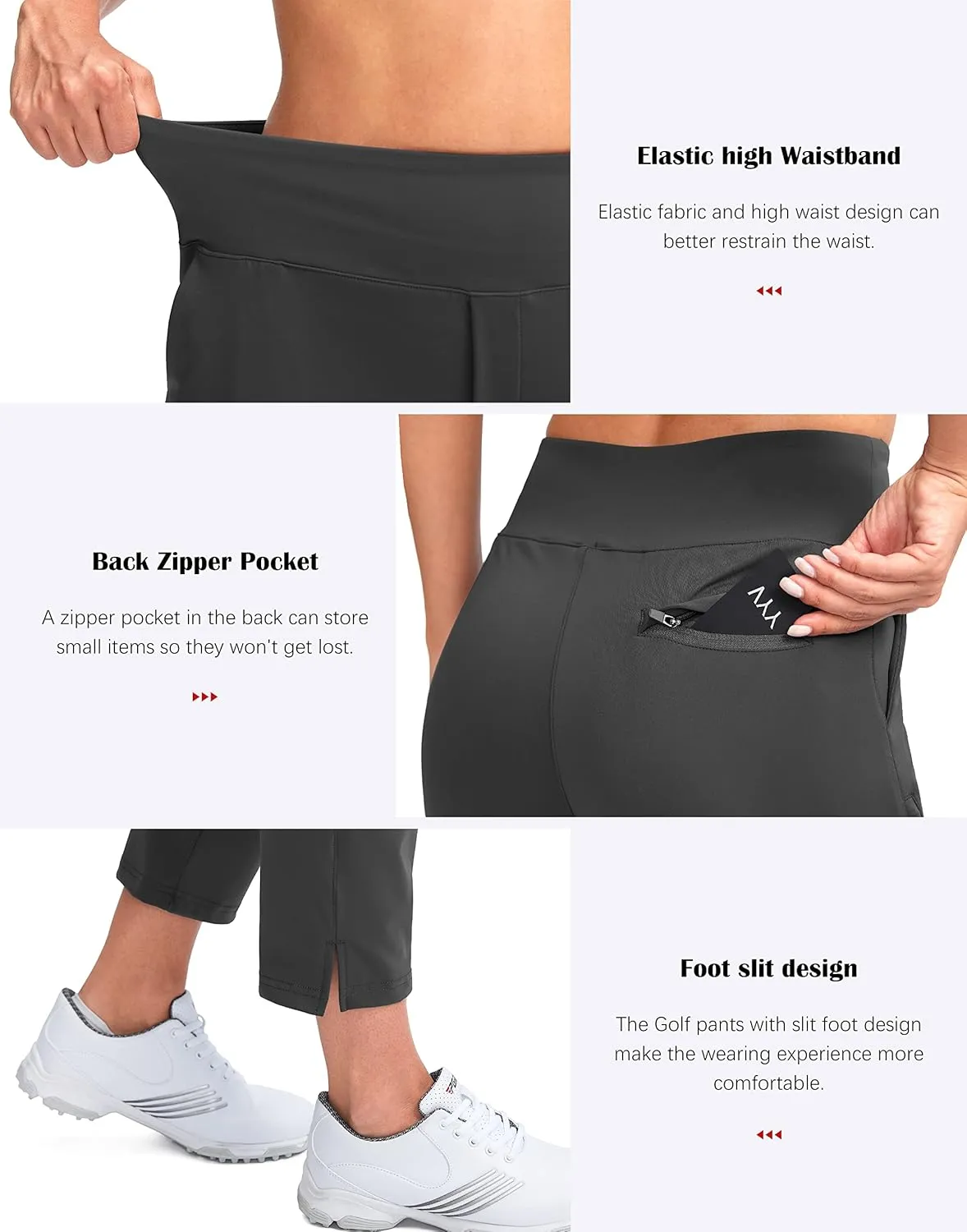 YYV Women's Golf Pants Stretch Work Ankle Pants High Waist Dress Pants with Pockets for Yoga Business Travel Casual