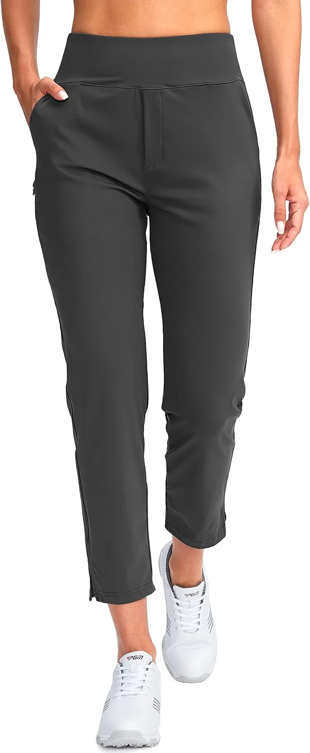 YYV Women's Golf Pants Stretch Work Ankle Pants High Waist Dress Pants with Pockets for Yoga Business Travel Casual