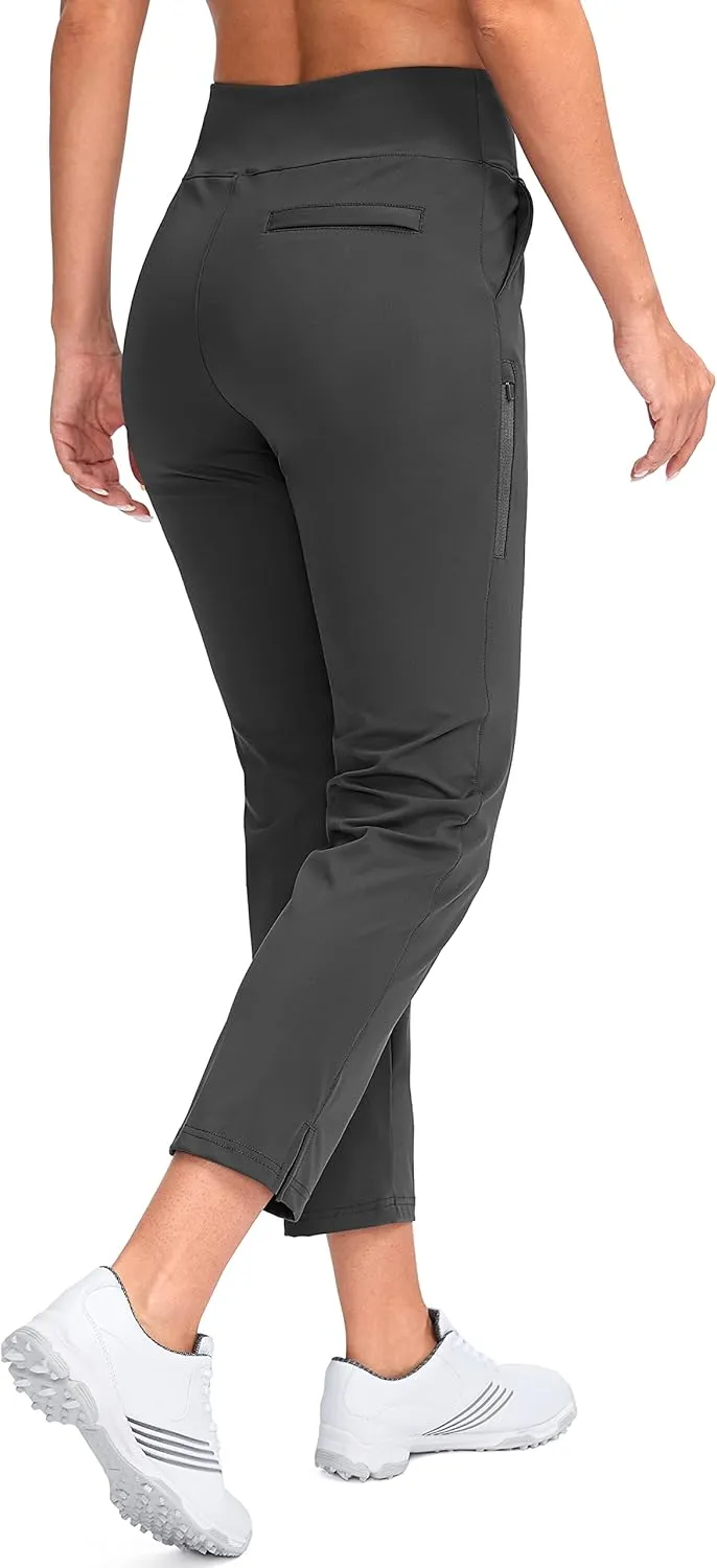 YYV Women's Golf Pants Stretch Work Ankle Pants High Waist Dress Pants with Pockets for Yoga Business Travel Casual