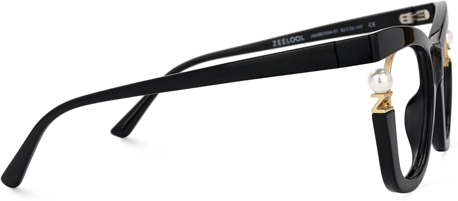 Zeelool Stylish Cat Eye Pearl Glasses Frame Women with Non-prescription Clear Lens ZJGX957054
