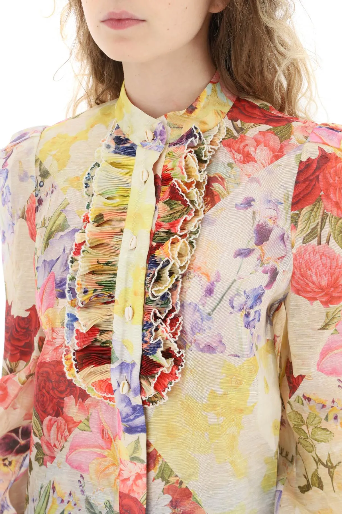 Zimmermann 'wonderland tuxedo' linen and silk blouse