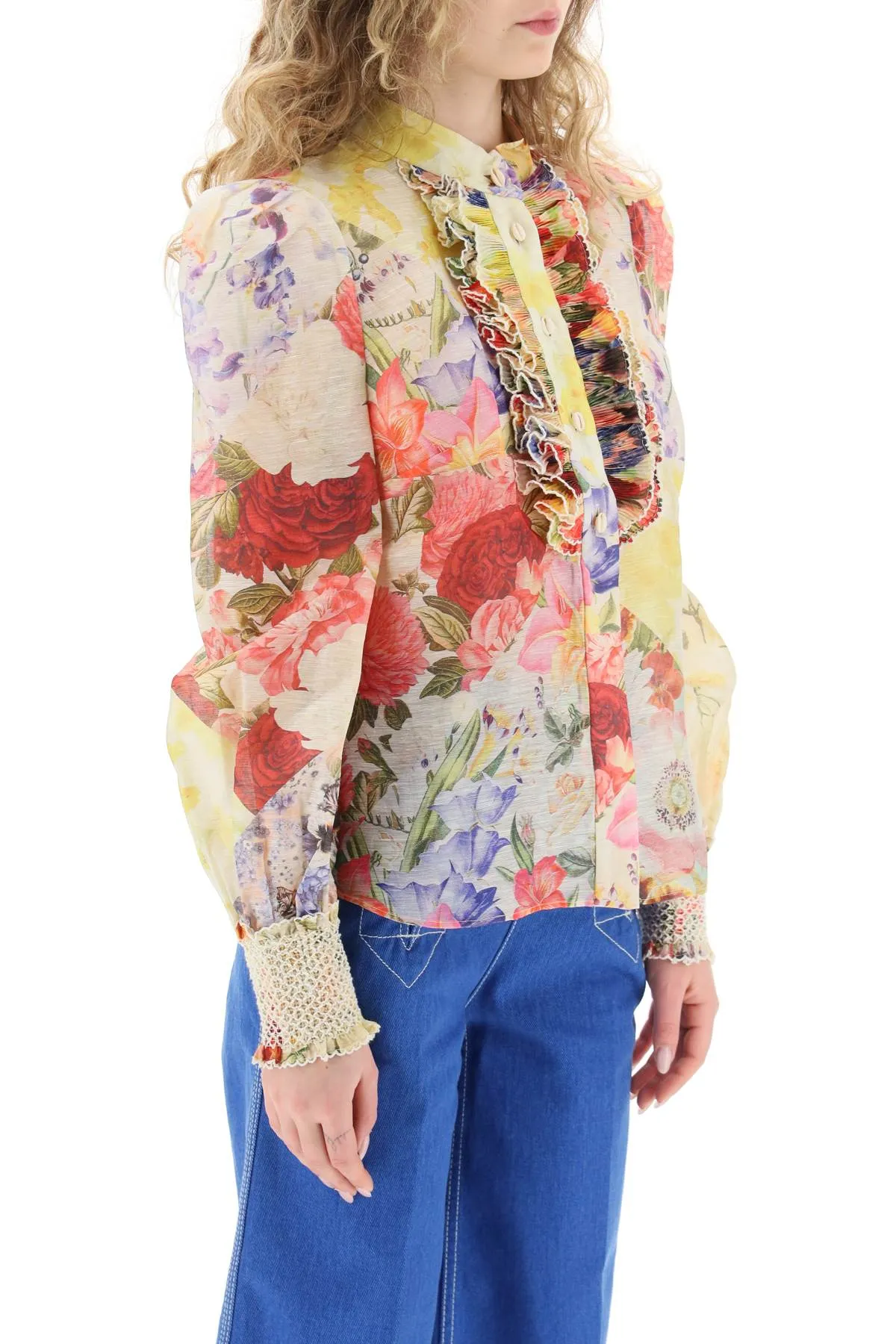Zimmermann 'wonderland tuxedo' linen and silk blouse