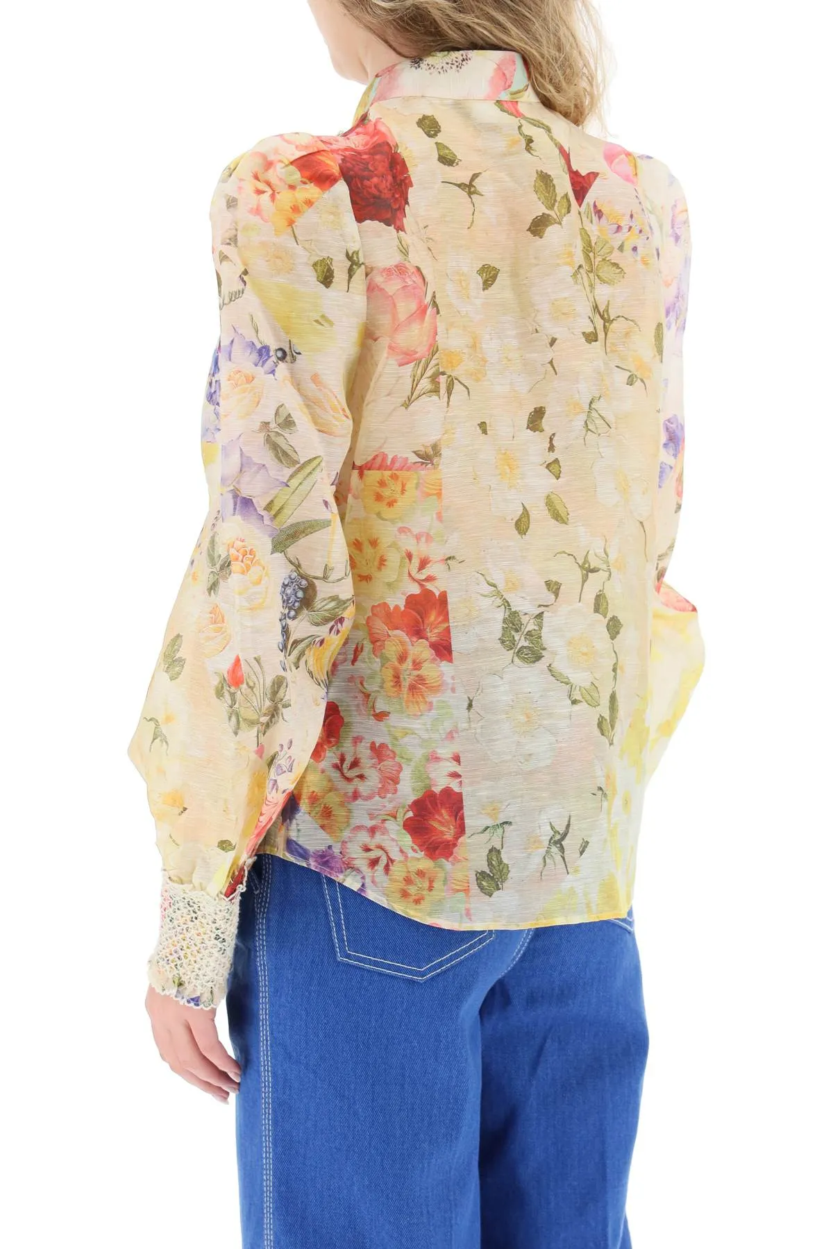 Zimmermann 'wonderland tuxedo' linen and silk blouse