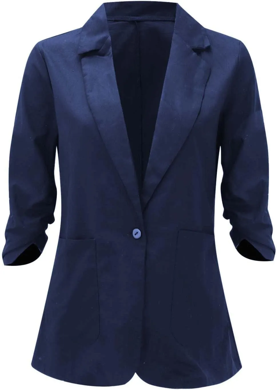 ZWRXW Womens Casual Blazers 3/4 Stretchy Ruched Sleeve Jackets Button Down Lapel Blazer Suit Business Work Office Jackets